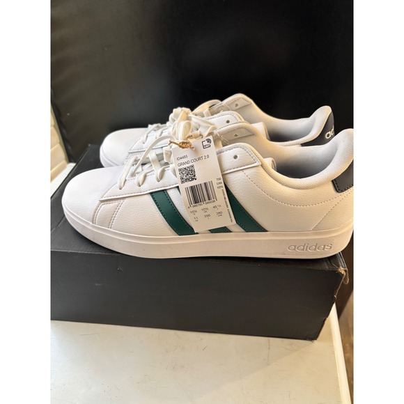 adidas gazelle silver green womens adidas Kids' Grand Court Lifestyle Tennis Lace-up Shoes